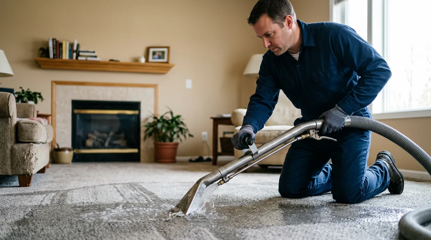 Water damage restoration technician working near Beirne, AR